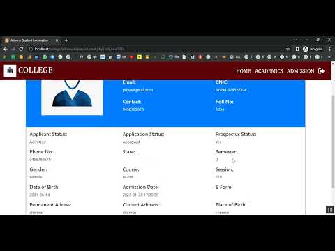 College Admission Management System in PHP Application Projects