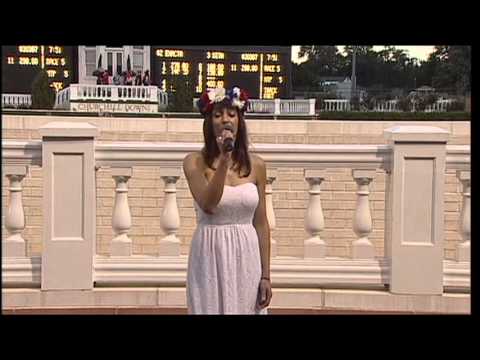 Misty Gonzales sing the National Anthem at Churchill Downs' Downs After Dark