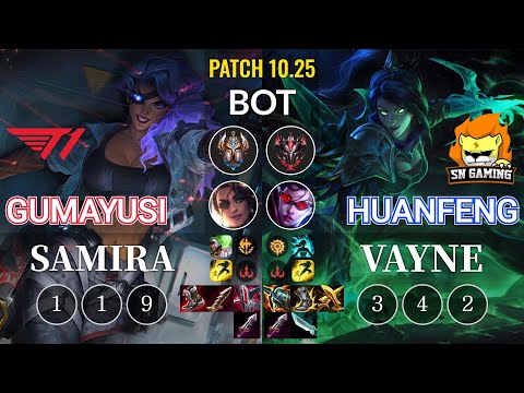T1 Gumayusi Samira vs SN huanfeng Vayne Bot - KR Patch 10.25