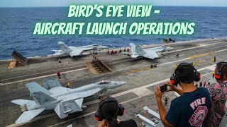 Bird's Eye View of Carrier Flight Operations (Vulture's Row) - Fighter Jet Catapult Launches