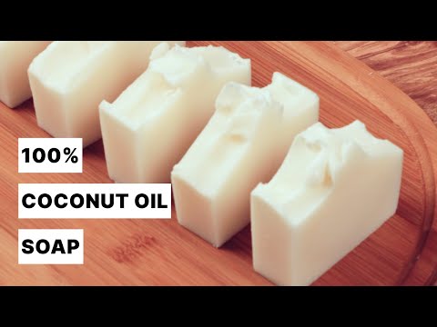 Homemade Simple Coconut Oil Soap 🥥 Cold Process Method Recipe with Only 3-Ingredients