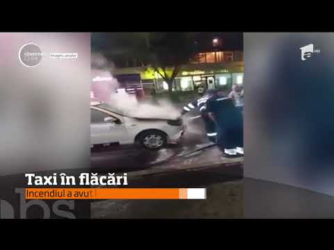 A fost panică într-o parcare din Brăila. Acolo, flăcările au cuprins, parcă din senin, un taxi