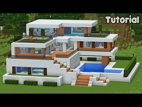 Minecraft Tutorial: How to Build a Modern Mansion House - Easy