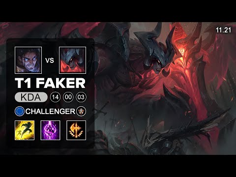T1 Faker Aatrox Mid vs Sylas - EUW Challenger - Season 11 Patch 11.21