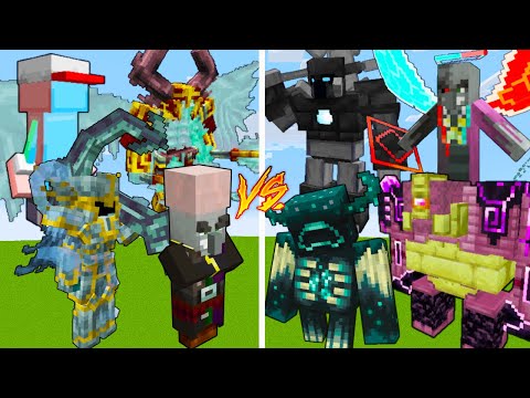 4 Strong Bosses VS 4 Strong Bosses #9 / Minecraft Mob Battle