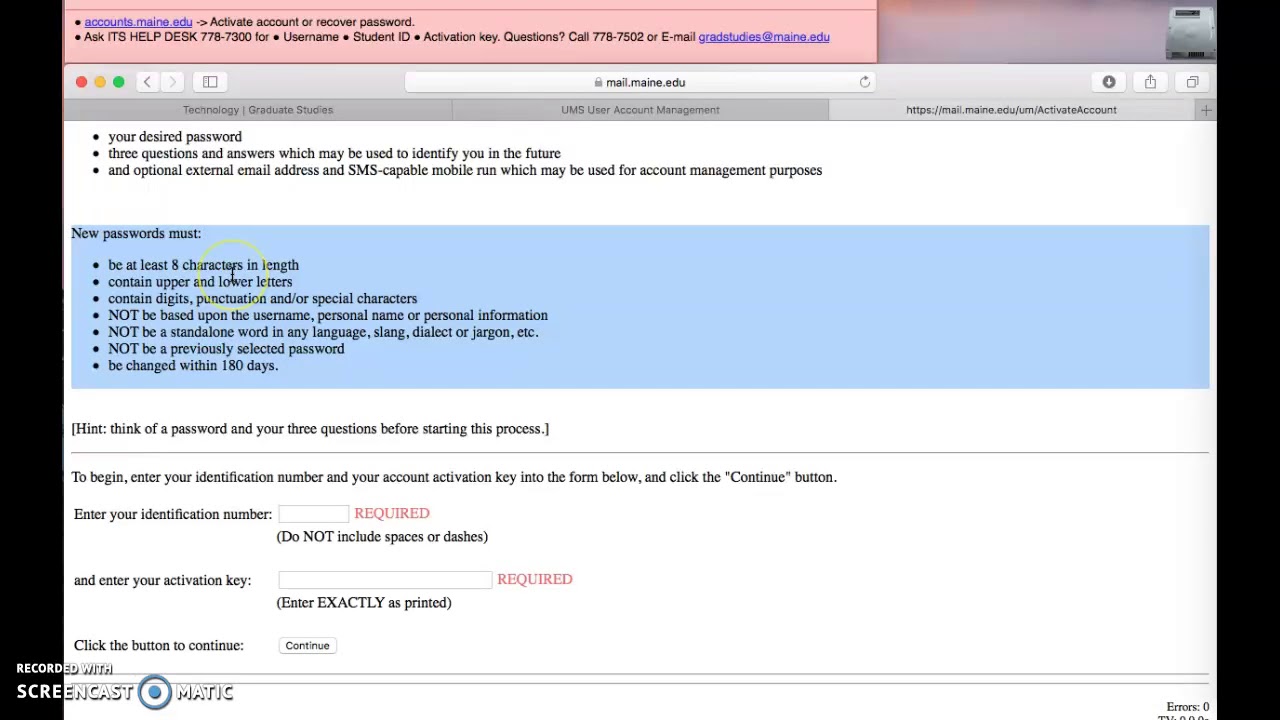 Activating your UMS User Account