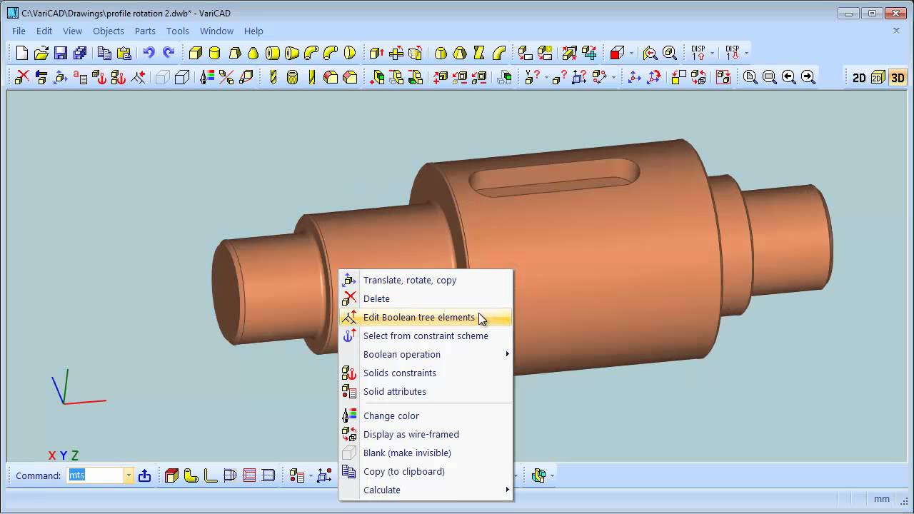 VariCAD - Solid Shape Editing
