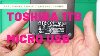 Open Disassembly hard driver TOSHIBA 2.5 USB 3.0 1TB STOR.E BASICS HDTB110EK3BA replace Micro USB