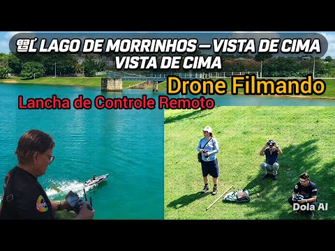 Barco de Controle Remoto e Drone no Lago de Morrinhos - Goiás.