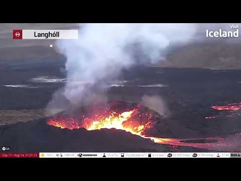 Aug 14 2022: The big one - internal wall collapse on Iceland volcano cone (source video had issues)