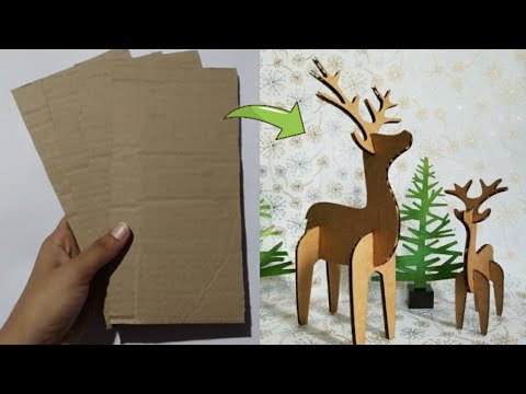 , title : 'mini reindeer ornament from cardboard for Christmas | easy handmade deer for home decoration'