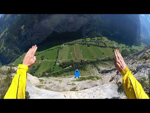 Two way BASE jump from High Nose in Lauterbrunnen Switzerland