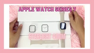 UNBOXING APPLE WATCH SERIES 7 GPS 41MM STARLIGHT ALUMINUM CASE WITH STARLIGHT SPORT BAND REGULAR