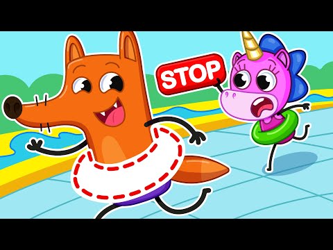 Oh no! Play Safe in the Pool! | Swimming Lessons for Kids & Waterpark Adventures | Teeny Mimi🦄