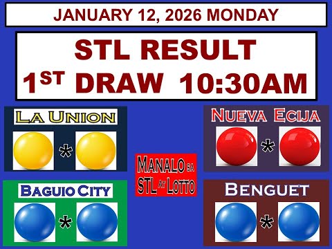 STL 1ST Draw 1030AM Result STL La Union Nueva Ecija Baguio Benguet JANUARY 12, 2026 MONDAY