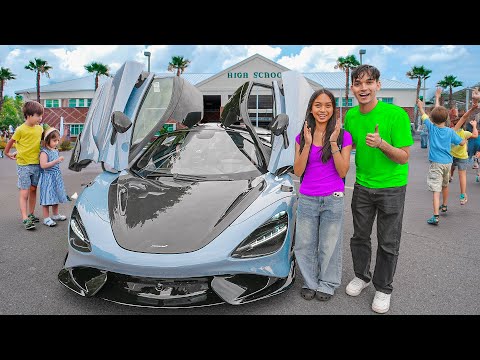 Dropping Our Little Sister Off At School in a McLaren 765LT!
