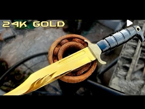 The Secret to Making a 24K Gold Knife | Transforming a Bolt into Pure Gold! | 24k Gold Knife |