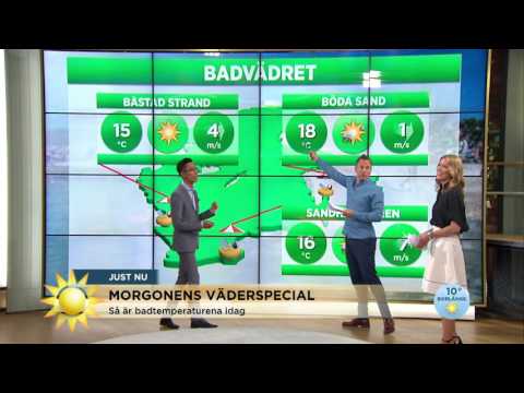 Badvädret - så varmt är det i vattnet  - Nyhetsmorgon (TV4)