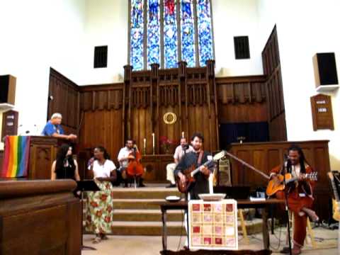 Paul Livingstone & Wage Peace Band, first service at Throop Unitarian Universalist Church.