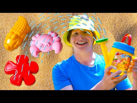 Моя песочница для малышей — Лепим куличики из разноцветных формочек — Развивающее видео для детей