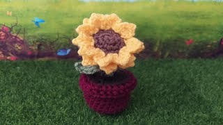 Girasole nel vaso 🌻 Tutorial Uncinetto 💛 Girasol a Crochet 🌻🎀 Crochet Sunflower Tutorial 💛🧡