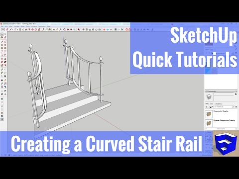 Modeling a Curving Stair Rail in SketchUp with Radial Bend and PathCopy - SketchUp Plugin Tutorial