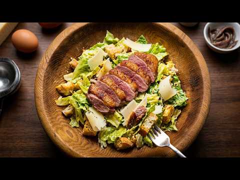 Real Caesar Salad with Duck 🥗🦆 | Original Anchovy Dressing
