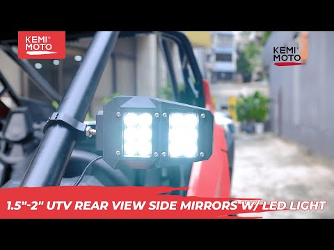 How to install 1.5"-2" UTV Rear View Side Mirrors w/ LED Light For Polaris RZR PRO XP | Kemimoto