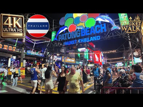 Phuket Walk: Thailand ASMR 4K Midnight Walk in Patong’s Nightlife & Party District Natural Ambience