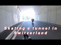 Skating Through A Tunnel In Switzerland On A Downhill Skateboard