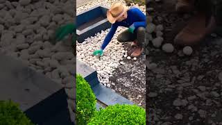 Pebbles for the Town Garden Project yard makeover #gardenproject #gardenmakeover #gardendesign