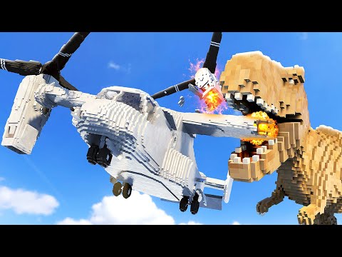 DINOSAUR Causes Osprey Crash - Teardown Mods Gameplay