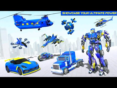 Drive Police Cargo truck &  become champion of Plane Robot Cargo | Cargo Plane Robot Transform Game