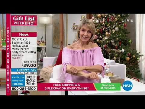 Beekman 1802 Holiday Goat Milk 18oz Body Cream w/ Bag  P...