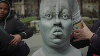 NYC Street Art - Biggie Smalls Paper Sculpture in Union Square - Notorious BIG Bust