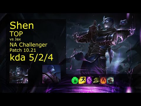 Shen vs Jax Top - NA Challenger 5/2/4 Patch 10.21 Gameplay