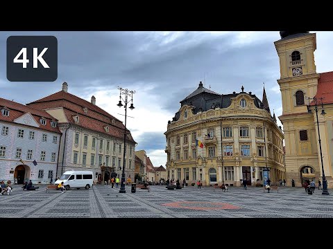 Sibiu, Romania Walking Around The City Centre Tour 4K UHD 2022