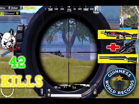 GUINESS WORLD RECORD 42 KILLS WITH M249 - AWM SOLO VS SQUAD PUBG MOBILE