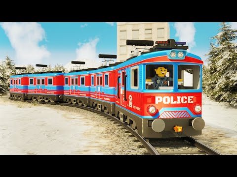City Bank Rob Fail - Lego City Cartoon - Lego Police Thief Race - Choo choo train kids videos