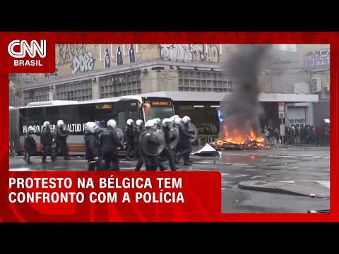 Greve e protesto em Bruxelas terminam em confronto com a polícia | LIVE CNN