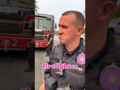 Firefighter Gets Parking Ticket as Cop Pranks Him 🤣 Hilarious Reaction! #shortsfeed
