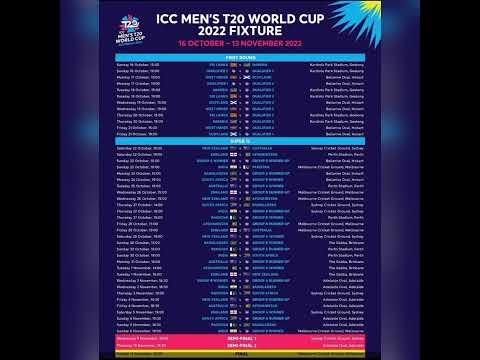 ICC Men's T20 World Cup 2022 Fixture | #t20worldcup2022 #shorts