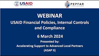 USAID Financial Policies, Internal Controls and Compliance