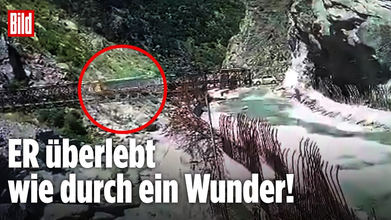 Brücke stürzt plötzlich mit Lkw-Fahrer in die Tiefe!