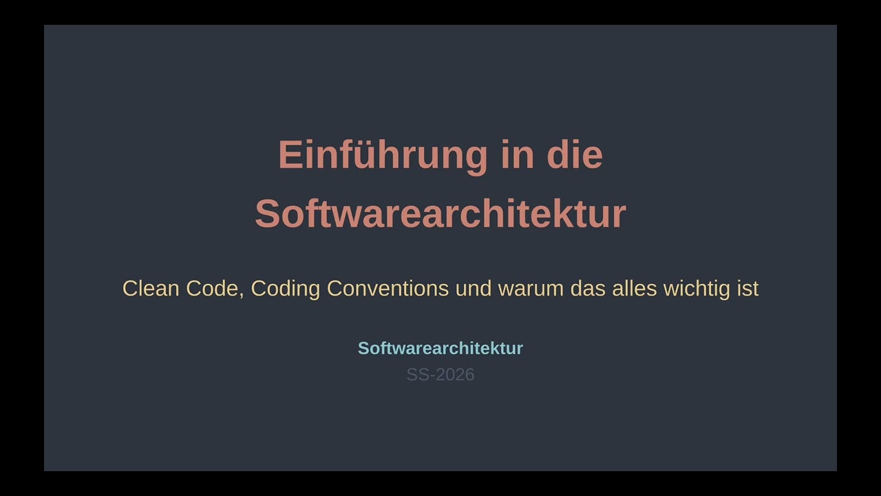 Vorlesung Softwarearchitektur