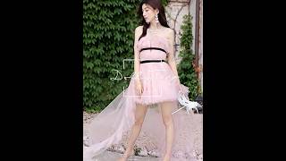 JVL - Strapless Striped Mesh Mini A-Line Dress