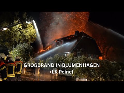 [B3 GROẞBRAND!] GEBÄUDEKOMPLEX IN VOLLBRAND - Feuerwehrgroßeinsatz in Blumenhagen (LK Peine)