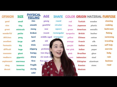 ADJECTIVES IN ENGLISH - WORD ORDER with examples