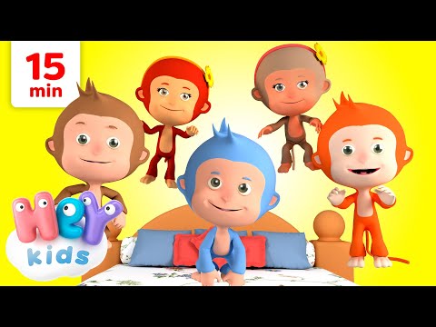 Cinq Petits Singes !  | Chansons pour Enfants | HeyKids Français | Chant d'animaux