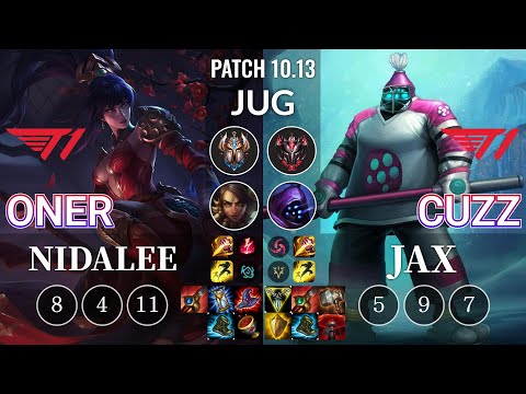 T1 Oner Nidalee vs T1 Cuzz Jax Jungle - KR Patch 10.13